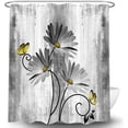 thumbnail image 3 of Rustic Farmhouse Shower Curtain, Farm Gray Grey Daisy Floral Flowers and Butterfly on Country Wooden Shower Curtain for Bathroom, Gray White Yellow Shower Curtain with 12PCS Hooks, 70X84IN, 3 of 6