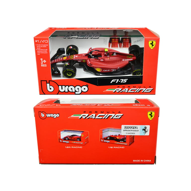  Bburago - 1/43 Scale Model Compatible with Ferrari Replica  Miniature Compatible with Scuderia F1-75 # 55 Compatible with Carlos Sainz  Replica Model 2022 Racing, Red : Arts, Crafts & Sewing