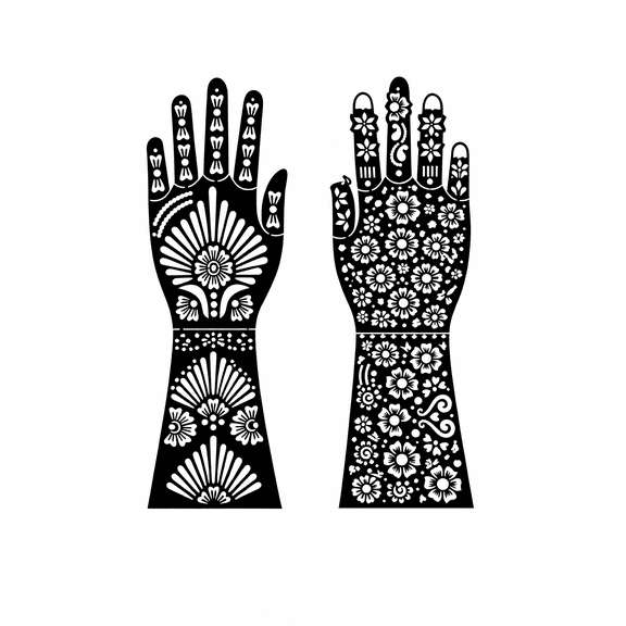 Floral Mehndi Stencil Full Hand Design Reusable Template for Women Wedding Festival Body Art Easy Apply Pattern Kit
