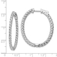 thumbnail image 4 of Auriga Fine Jewelry 925 Sterling Silver Rhod-plated 66 Stone 2.3mm CZ In/Out Oval Hinged Hoop Earrings for Women, 4 of 6