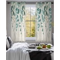 thumbnail image 3 of Teal Green Eucalyptus Sheer Curtains 39 Inch Length 2 Panels Set for Living Room/Bedroom, Farmhouse Weeping Leaves Linen Kitchen Curtains Grommet Semi-Sheer Curtains Window Treatments 27.5"x39"x2, 3 of 7