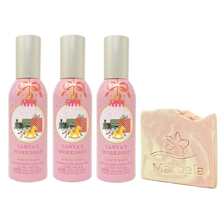 Bath & Body Works Santa's Workshop Concentrated Room Spray 3 Pack with a Himalayan Salts Springs Sample Soap