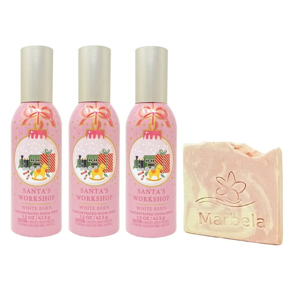 Bath & Body Works Santa's Workshop Concentrated Room Spray 3 Pack with a Himalayan Salts Springs Sample Soap