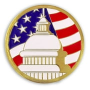 PinMart's U.S. Capitol Building Patriotic American Flag Enamel Lapel Pin