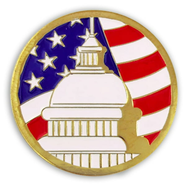 PinMart's U.S. Capitol Building Patriotic American Flag Enamel Lapel