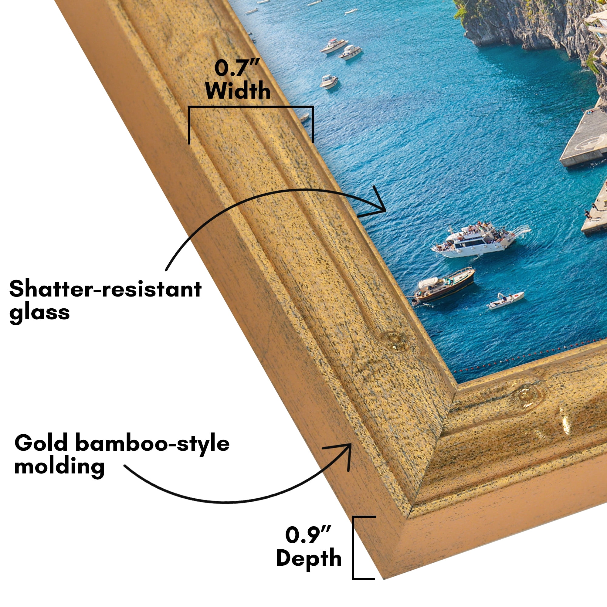 Americanflat 4x6 Picture Frame with Shatter-Resistant Glass Bamboo Style Molding Elegant Gallery Frames - Gold
