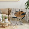 thumbnail image 3 of Boho Orange Mid Century Throws Blankets Beige Modern Abstract Throw Blankets Minimalist Sun Leaves Geometric Aesthetic Soft Warm Bed Bedding Women Blanket for Couch Bedroom Sofa Bed 30"x40", 3 of 6