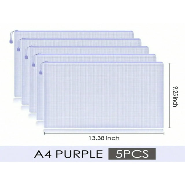 LNGOOR 5 Pcs Sacs à Dossiers à Fermeture Éclair Multicolores A4 Simples et Polyvalents pour Étudiants