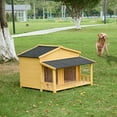 thumbnail image 7 of 47" Dog House, Waterproof Dog Kennel, Wooden Outdoor and Indoor Dog House for 2 Medium or Small Dogs, Log Cabin Style with Porch,Elevated Floor, 2 Doors, Pine Wood + Natural, 7 of 7