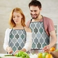 thumbnail image 4 of Geometric Green Grey Bib Apron with Pocket Extra Long Aprons Waterproof Bib Apron for Birthday Gifts for Dad Step Cooking Aprons for Kitchen Cool BBQ Grilling, 4 of 7