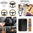 thumbnail image 4 of Jeiento Aztec Running Horse Car Seat Cover Full Set Car Floor Mats Steering Wheel Cover Seatbelt Pad Armrest Cover Cup Coaster Keychains Chapstick Holder Orange Auto Interior Accessories Set 17 Pcs, 4 of 7