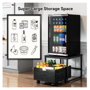 Mini Fridge Stand with Storage, Mini Fridge Stand Table Shelf with Lockable Mobile Wheel, Beverage Compact Refrigerator Stand Storage Cabinet Appliance Platform for Dorm, Apartment,Office