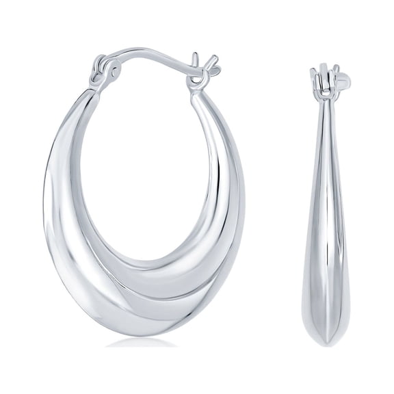 Crescent Tapered Tube Hoop Earrings .925 Sterling Silver .50 Inch