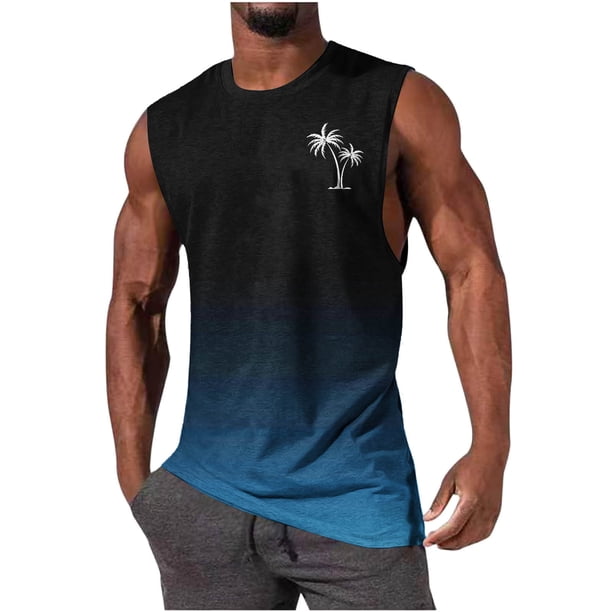 Hombres Moda Casual sin Mangas Gradación Impresión Suéter Cuello Redondo Tanque Deportivo