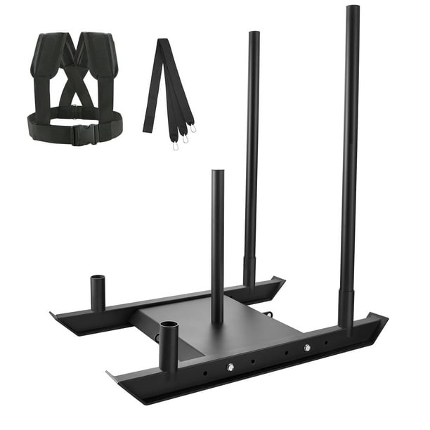VEVOR Trineo de entrenamiento con pesas, trineo de potencia de empuje y tracción, entrenamiento de resistencia y fuerza física, equipo de entrenamiento de acero para ejercicios atleticos, negro