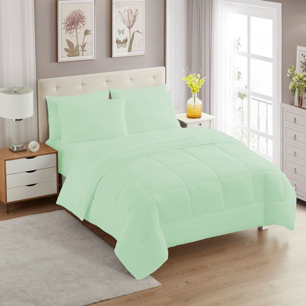 Set de edredón Sweet Home Collection Mint Full, 7 piezas