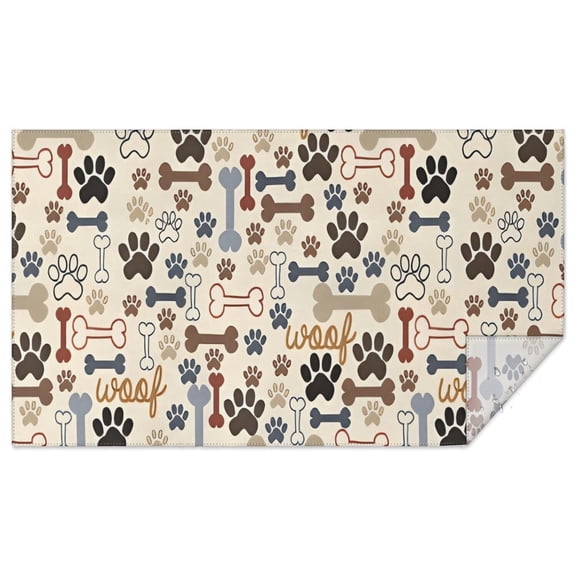 Paw Prints and Bones Rectangle Tablecloth 60"x102",Waterproof Polyester Rectangle Table Cloth, Wipeable Spillproof Polyester Tablecloth for Dining, Camping, Indoor and Outdoor