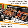 thumbnail image 3 of Erinnyees Dual Fuel Gas & Charcoal Grill Combo with Side Burner, Porcelain-Enameled Cast Iron Grates, 646SQIN Large Cooking Area for Outdoor Patio Backyard Barbecue & Party Events, 3 of 8