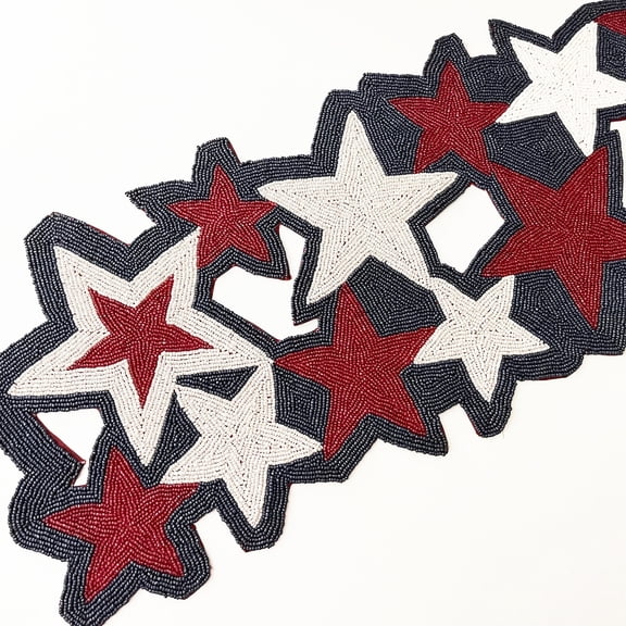 4th July Independence day beaded table runner/placemats, patriotic stars motifs