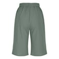 thumbnail image 5 of RYRJJ Womens Cotton Linen Bermuda Shorts Wide Leg Knee Length Summer Casual Long Shorts High Waisted Drawstring Shorts with Pockets(Green,XXL), 5 of 9