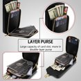 thumbnail image 4 of ELEHOLD Crossbody Wallet Case for iPhone 11 Pro Max 6.5",Premium Leather Case with Card Holders Zipper Pocket Metal Snap Stand Function Detachable Shoulder Strap Luxury Case for Women,Black, 4 of 12