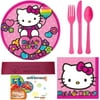 Amscan Hello Kitty Party Supplies Bundle Including Plates, Napkins, Utensils, and WGIS We Got It Shop Printed Happy Birthday Ribbon