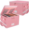 thumbnail image 2 of Pack Pink Collapsible Fireproof & Water- File Storage Box with Lock  Zipper Closure  Holds Up to Pounds  Ideal for Home Office & Document Organization, 2 of 6