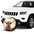 thumbnail image 2 of KAKALAD Long Horns Highland Cow Standing In Field 02 Spare Tire Cover Universal Vehicle Accessories Buckle Car Tools 17”in, 2 of 6