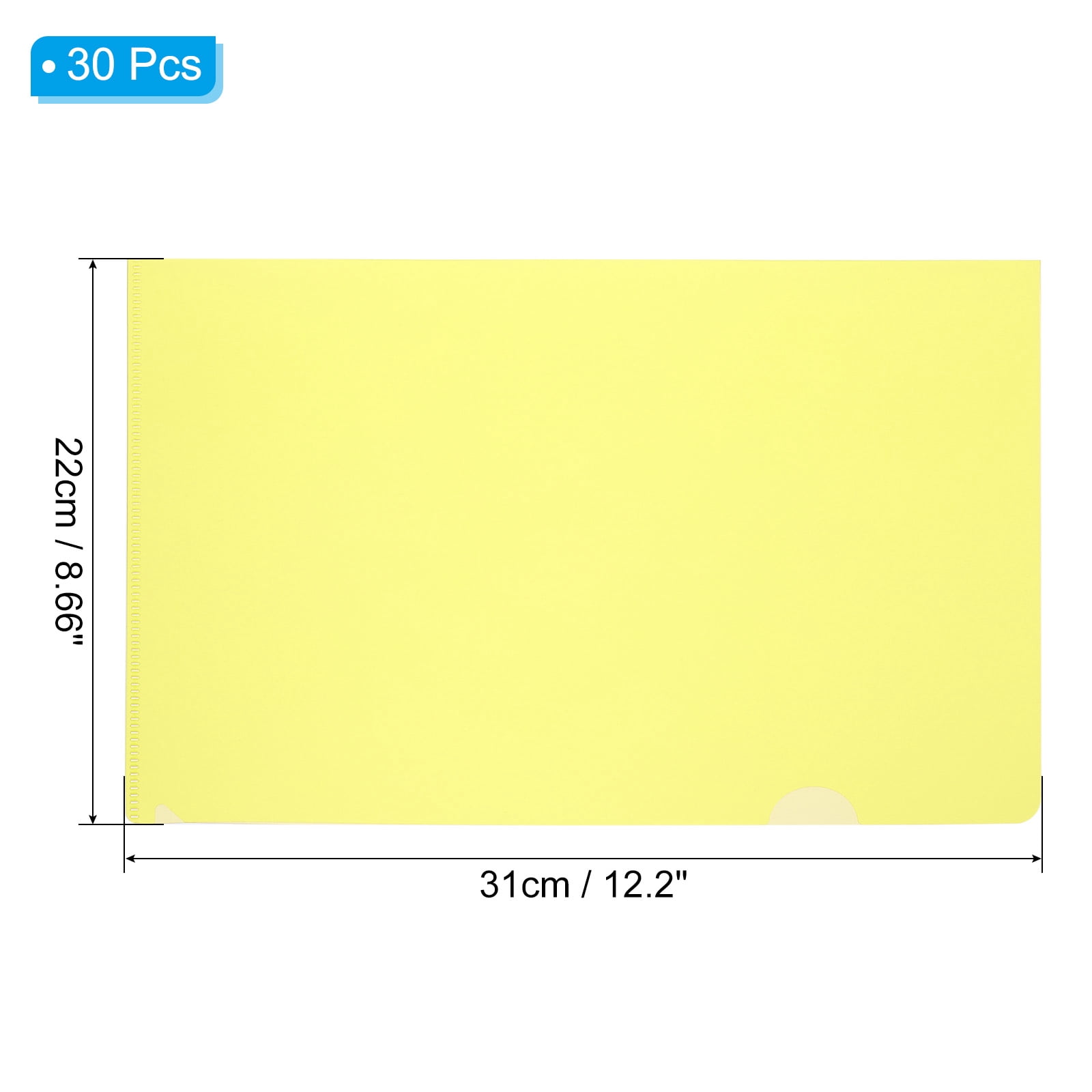 Uxcell L Type Folders 30 Pack A4 Plastic File Project Pockets Clear Paper Document Jacket Sleeves Yellow