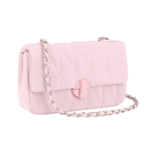 INSPIRE CHIC Quilted Shoulder Bag Medium Flap Crossbody Handbag with Chain for Women Pink