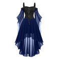 thumbnail image 1 of Dsscvnef Robe de Cour pour Femmes Robes pour Femmes Grande Taille Mode Style Gothique Robe Midi Croset Manches Longues Évasées Robe Longueur Irrégulière Blouse Courte Robe Corset Grande Taille Manches Longues Gothique D, 1 of 5