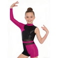 thumbnail image 2 of TiaoBug Gymnastics Leotard for Girls Cheerleading Outfit Sequin Color Block Short Jumpsuit Tumbling Biketard Hot Pink 16, 2 of 7