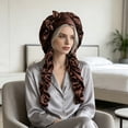 thumbnail image 4 of Extra Large Satin Bonnet, Adjustable Silk Sleep Cap for Braids & Curly Hair, Long Hair Protection Cap for Styling, Reduces Frizz & Breakage While Sleeping, Coffee, 4 of 5