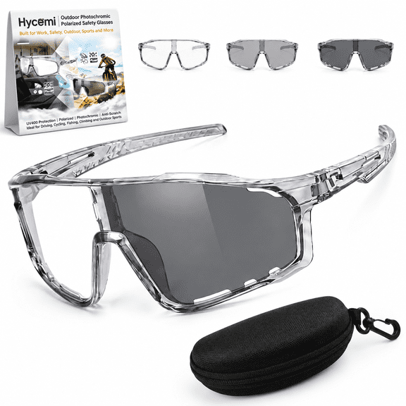 VORALYN Uv400 Photochromic Polarized Safety Glasses Z87 Auto Transition Sunglasses Outdoor Impact Resistant Protective Eyewear Z87 Photochromic Safety Glasses