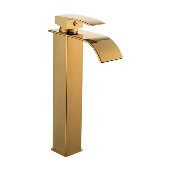 Amdohai Robinet Cascade Robinet de Lavabo de Salle de Bain Robinet d'Eau de Lavabo en Laiton Mitigeur à Levier Unique Haut Mélange Eau Chaude et Froide Robinet de Lavabo avec 2 Tuyaux