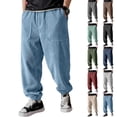 thumbnail image 5 of Men's Relaxed Fit Corduroy Cuffed Casual Pants No Drawstring Black L, 5 of 5