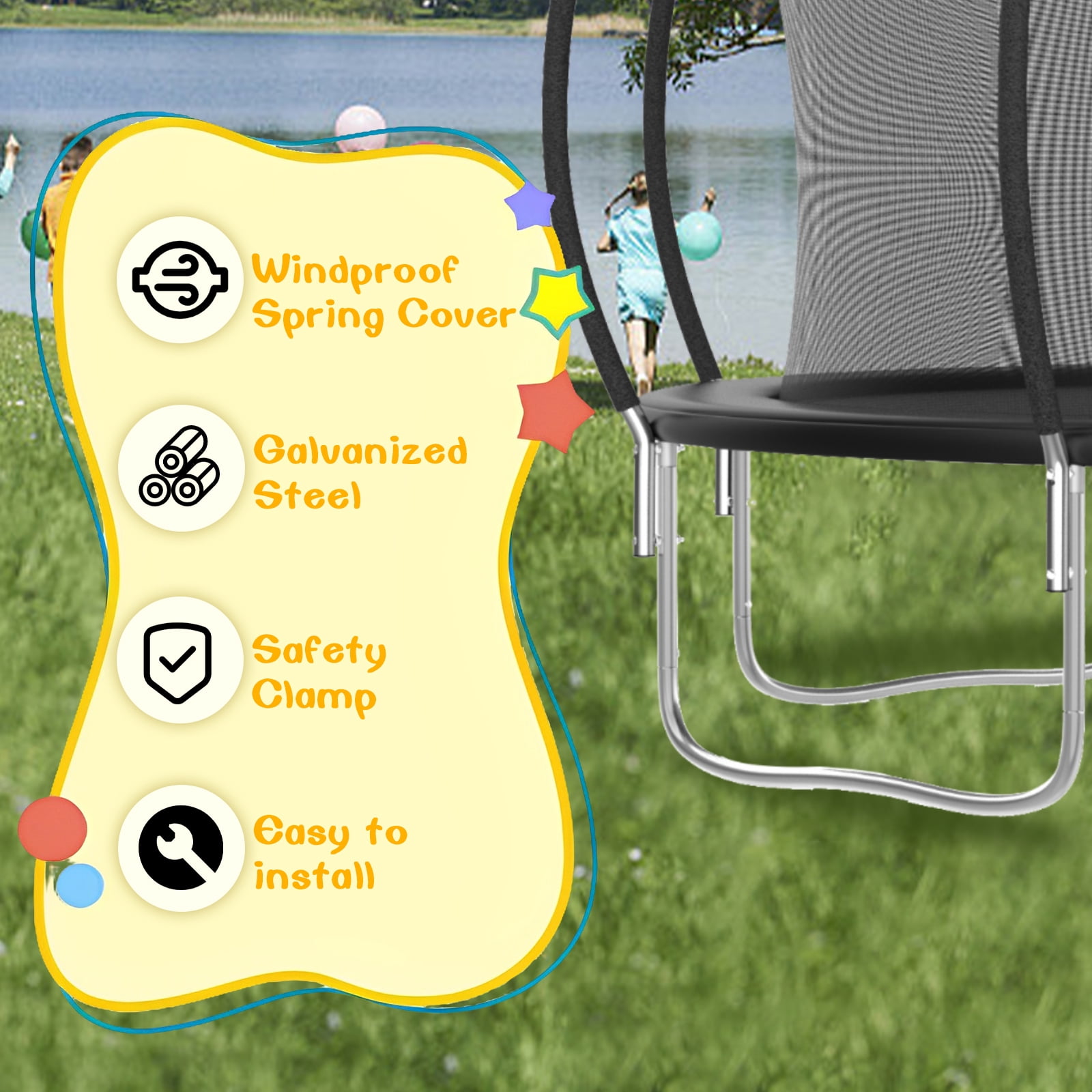 12FT Outdoor Trampoline with Basketball Hoop and Ladder for Kids and Adults，Heavy Duty Recreational Pumpkin Trampoline with Safety Enclosure,Anti-Rust Frame,Backyard Trampoline for Gift