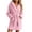 Pink, variant on ZUBKTES Robes For Women Hooded Fleece Robe, Long Plush Bathrobe with Pockets and Belt Tie