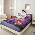 thumbnail image 4 of Castle Fairy Animal Peacock 4 Pieces Queen Sheet Sets for Children Teens,Exotic Style Ultra Soft Flat Sheet,Vintage Aesthetic Queen Fitted Sheet,Breathable Home Decor, 4 of 7