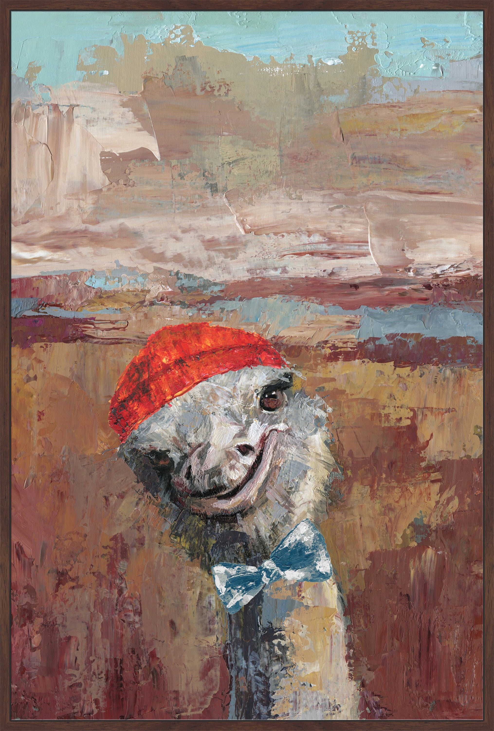 Playful Ostrich Floater Framed Painting Print on Canvas