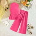 thumbnail image 5 of Girls 2-Piece Set, Double Breasted Vest & Wide Leg Pants, Hot Pink Party Holiday Church Outfit, Polyester Elastic Waist Kids to Kids 2-9 Years,Size 3-4T, 5 of 6
