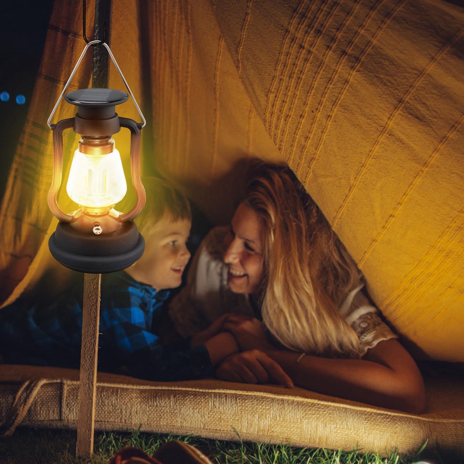 YiJuHui 3pcs Solar Powered Camping Lantern Vintage Style Outdoor Light with Hand Crank USB-C Charging Portable Tent Light for Emergency Hiking