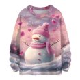 thumbnail image 2 of Women's Casual Long Sleeve Woolen Christmas Sweatshirt Fall Vacation Long Sleeve Pullover for Fall and Winter, Festive and Comfortable, Ideal as Christmas Sweaters for Women ,Pink,XL, 2 of 4