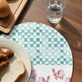 thumbnail image 3 of Green Plaid Farmhouse Round 15 Inch Placemats Set of 4, Watercolor Cute Country Pigs Checkered HeatResistant Non Slip Place Mats for Dining Table, Wipeable Braided Kitchen Table Mats for Housewarming, 3 of 9