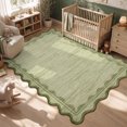 thumbnail image 3 of Garvee 9'x12' Scalloped Wavy Border Area Rug Neutral Washable Carpet, Non Slip Minimalist Striped Floor Rug for Living Room Bedroom Home Office, Green, 3 of 6