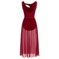 thumbnail image 3 of IBTOM CASTLE Women Lyrical Dance Dress Modern Contemporary Dancewear Backless Tulle Skirt L Wine Red, 3 of 8