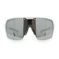 thumbnail image 6 of Xloop Mens Large Shield USA American Flag Print MTB Rectangle Sunglasses White Clear - Silver Mirror, 6 of 8
