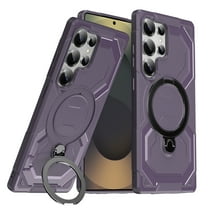 Magnetic Invisible 360° Rotatable Ring Kickstand for Samsung Galaxy S25 Phone Case,Compatible with MagSafe,Military-Grade Protection Shockproof Rugged Heavy Duty Phone Case Cover,Purple