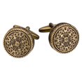 thumbnail image 1 of Gemelos de bronce envejecido con estampado romano vintage para hombre, 1 of 3