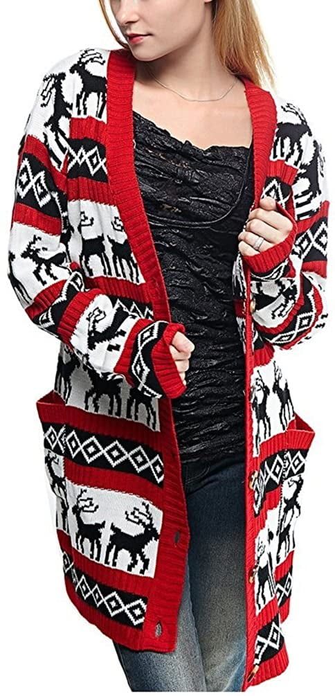 v28 Womens Oversized Christmas Reindeer 
